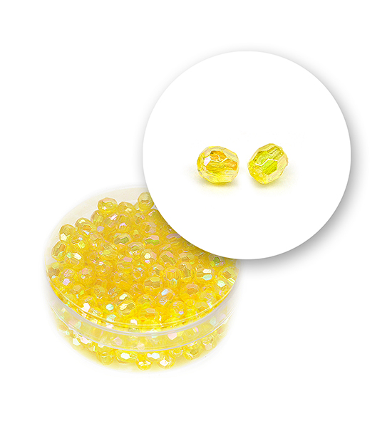 Perle sfaccettate plastica colore AB (9,6 g) Ø 4 mm - Giallo