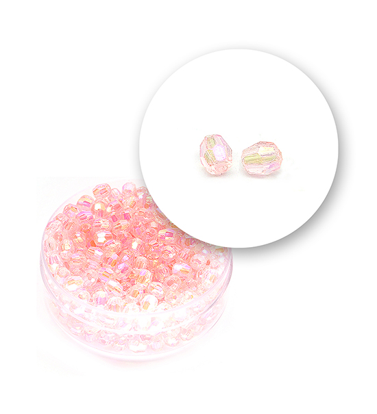 Perle sfaccettate plastica colore AB (9,6 g) Ø 4 mm - Rosa