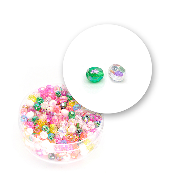Perle sfaccettate plastica colore AB (9,6 g) Ø 4 mm - Multicolor