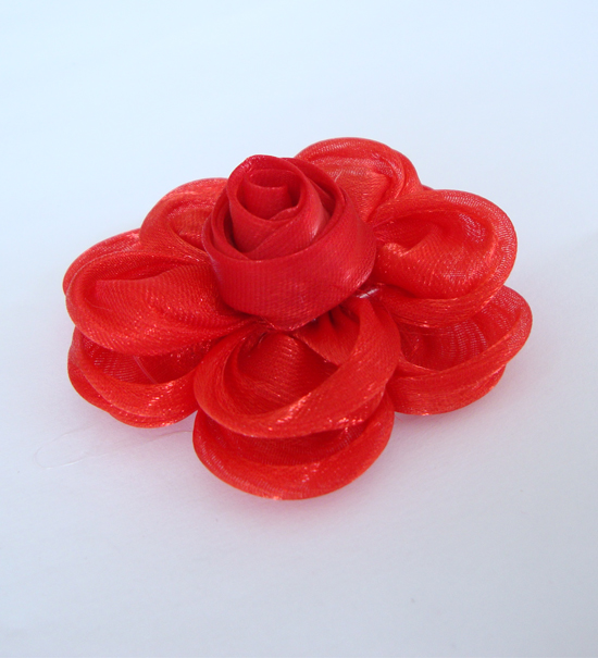 fiore petali in rete "crinolina" mm.70 - col. Rosso