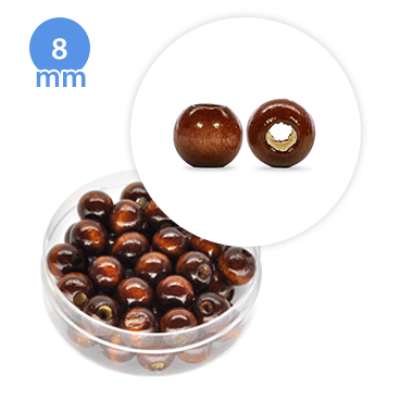 Perla tonda in legno colorata (6,3 grammi) 8 mm ø - Marrone