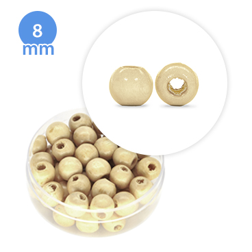 Perla tonda in legno colorata (6,3 grammi) 8 mm ø - Legno grezzo