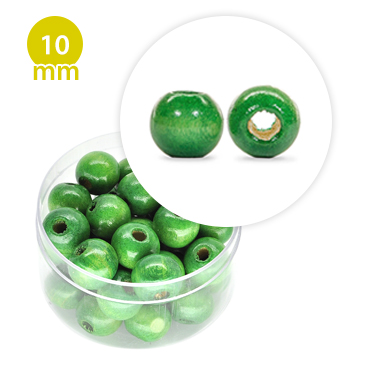 Perla tonda in legno colorata (9,8 grammi) 10 mm ø - Verde