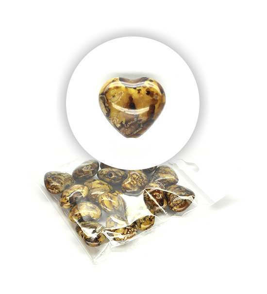 Perle cuore marmorizzate (50 g) 26x29 mm - Giallo