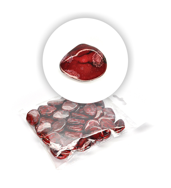 Perle "sasso" marmorizzate (50 g) 30x20 mm - Rosso