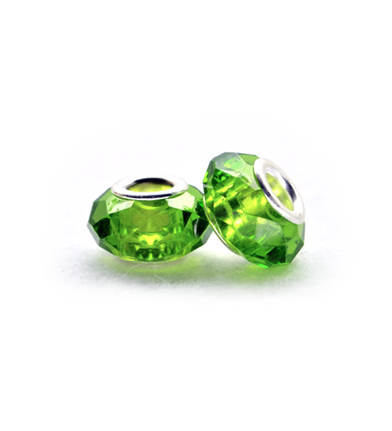 Faced donut bead (2 pieces) 14x10 mm - Green