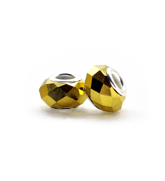Faced donut bead (2 pieces) 14x10 mm - Gold