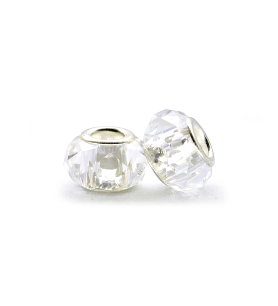 Faced donut bead (2 pieces) 14x10 mm - Crystal