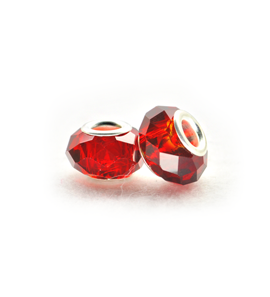 Faced donut bead (2 pieces) 14x10 mm - Red