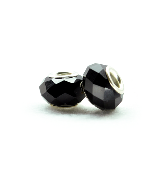 Faced donut bead (2 pieces) 14x10 mm - Black