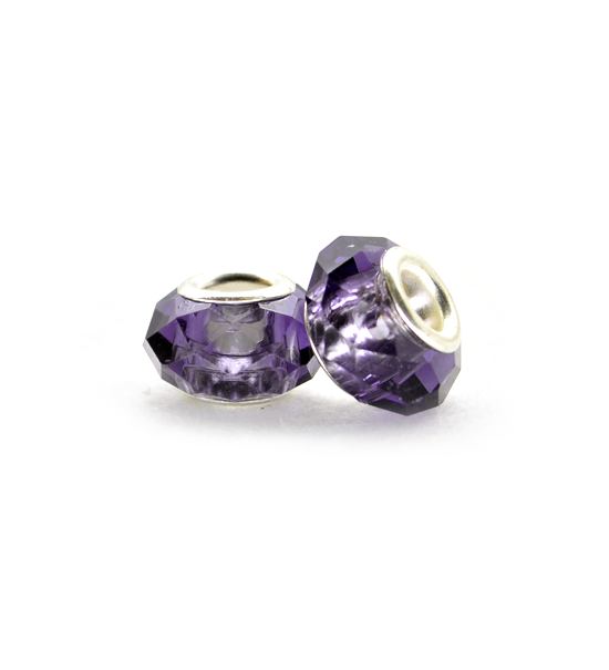 Faced donut bead (2 pieces) 14x10 mm - Lilac