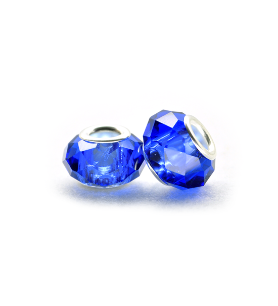 Faced donut bead (2 pieces) 14x10 mm - Blue