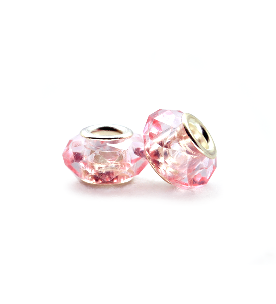 Perla ciambella sfacettata (2 pezzi) 14x10 mm - Rosa