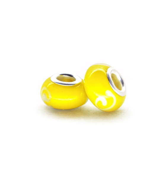 Perla rosca decorada (2 pedazos) 14x10 mm - Amarillo