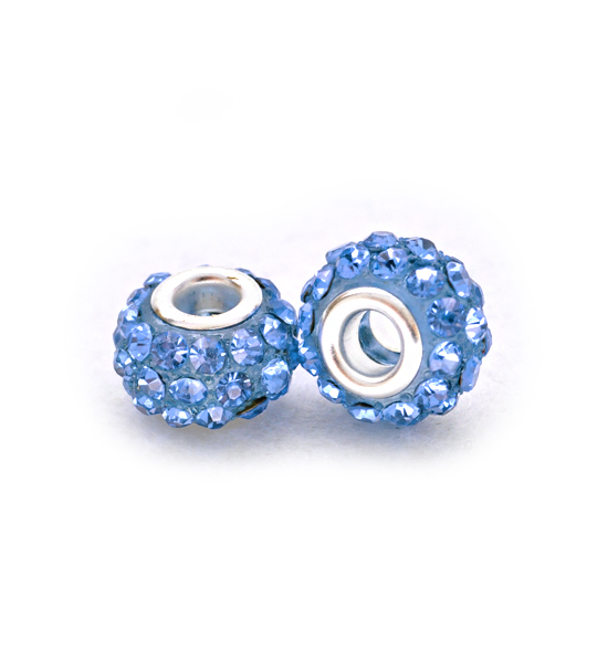 Perla ciambella 36 strass (2 pezzi) 10x12 mm - Azzurro