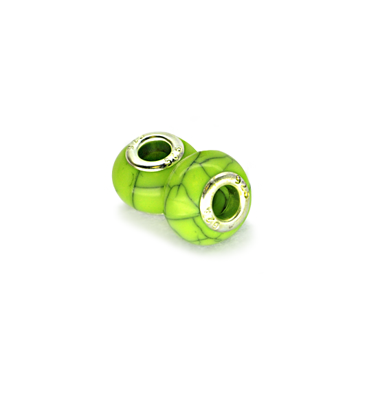 Perla ciambella roccia (2 pezzi) 14x10 mm - Verde