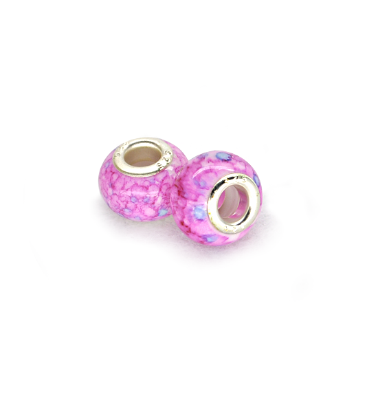 Perlas agujero gande, granito (2 piezas) 14x10 mm - Fuxia