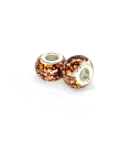 Perla agujero grande, granito (2 piezas) 14x10 mm - Marron