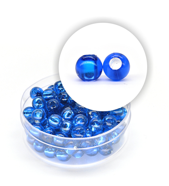 Perle plastica con anima argentata (8,5g circa) 6 mm ø - Blu